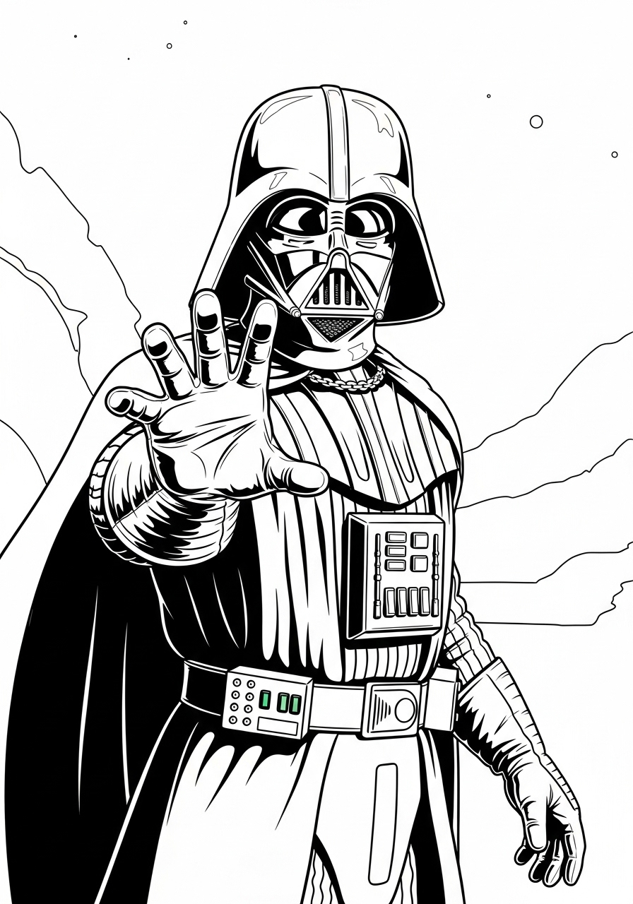 Darth Vader Kleurplaat 25 darth vader force hand actie kleurplaat