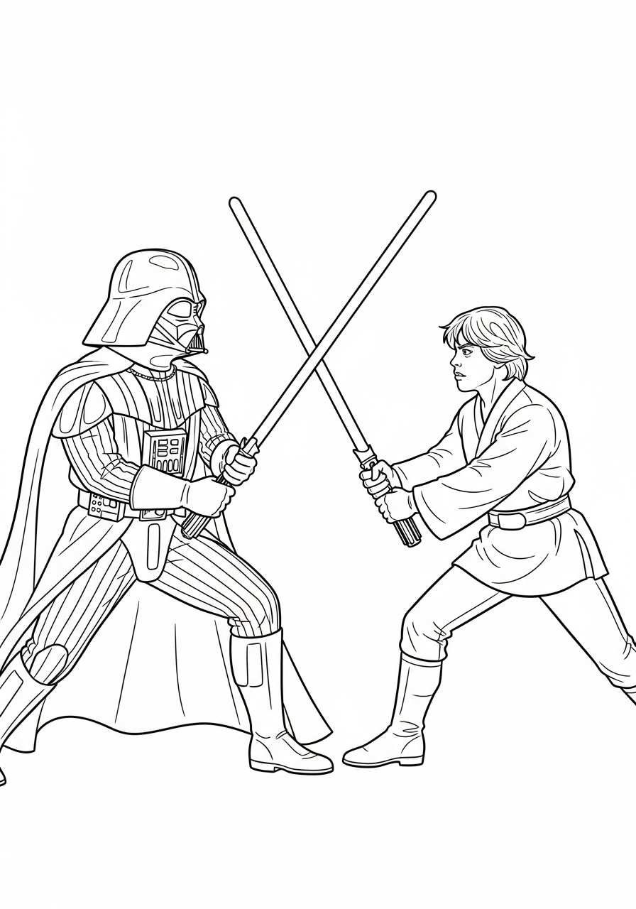 Darth Vader Kleurplaat 24 darth vader gevecht met luke kleurplaat