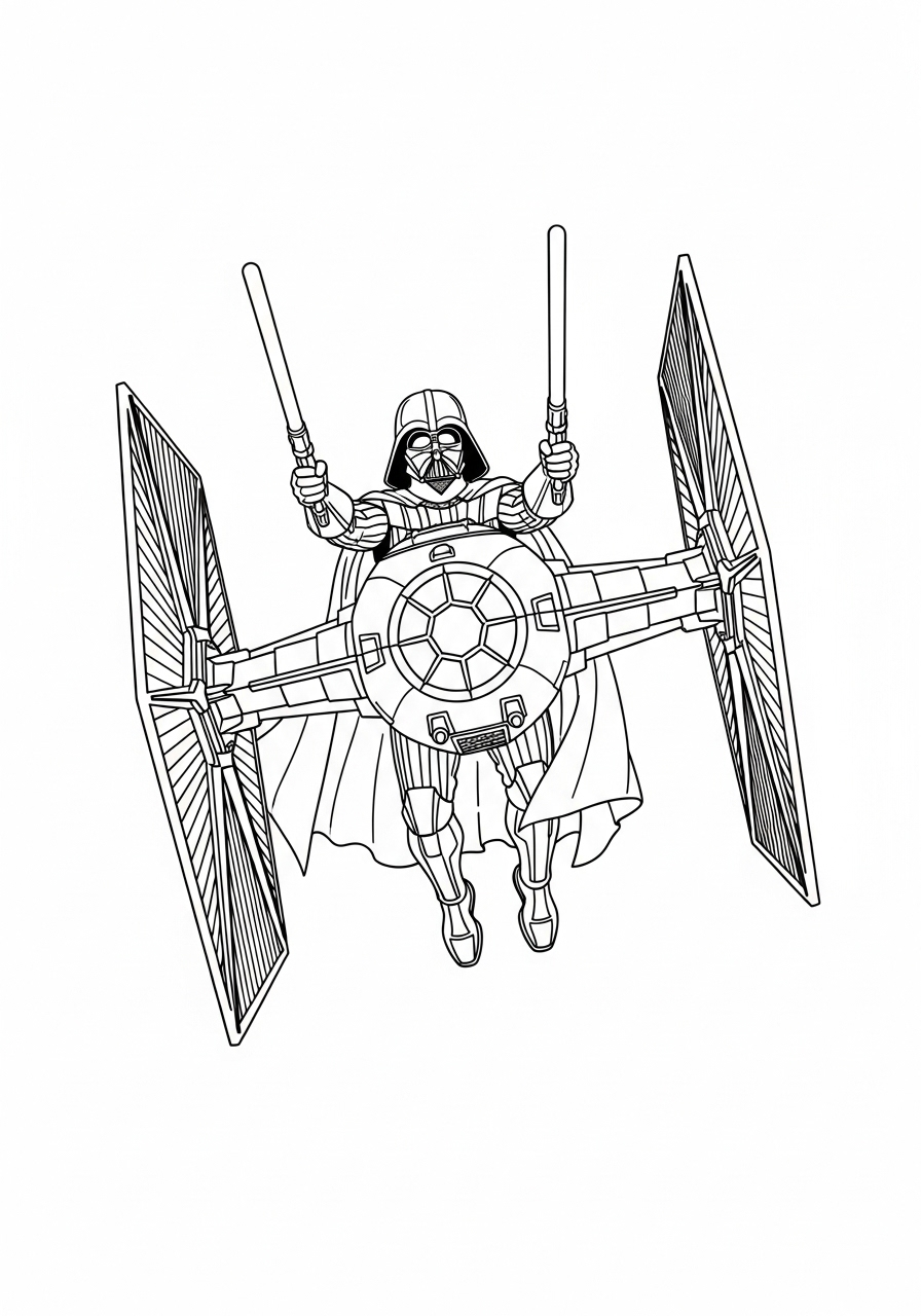 Darth Vader Kleurplaat 21 darth vader in tie fighter kleurplaat