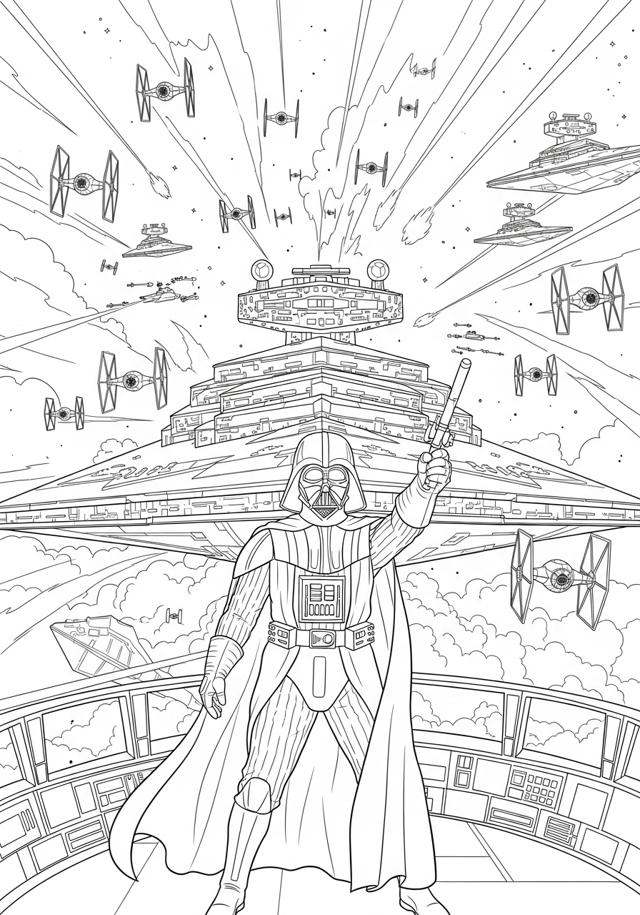 Darth Vader Kleurplaat 19 darth vader leidt vloot kleurplaat