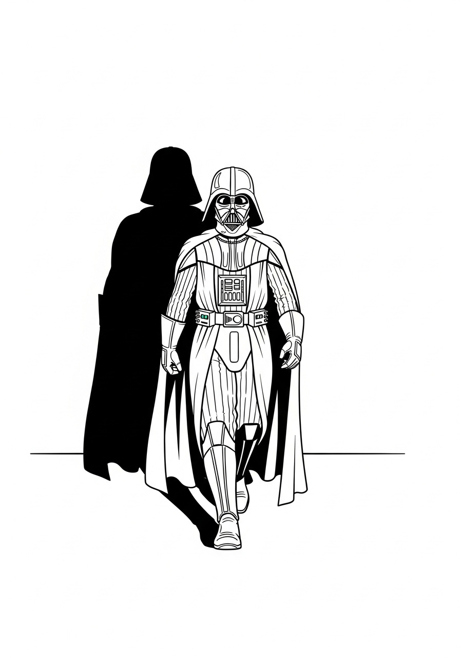 Darth Vader Kleurplaat 13 darth vader met schaduw kleurplaat