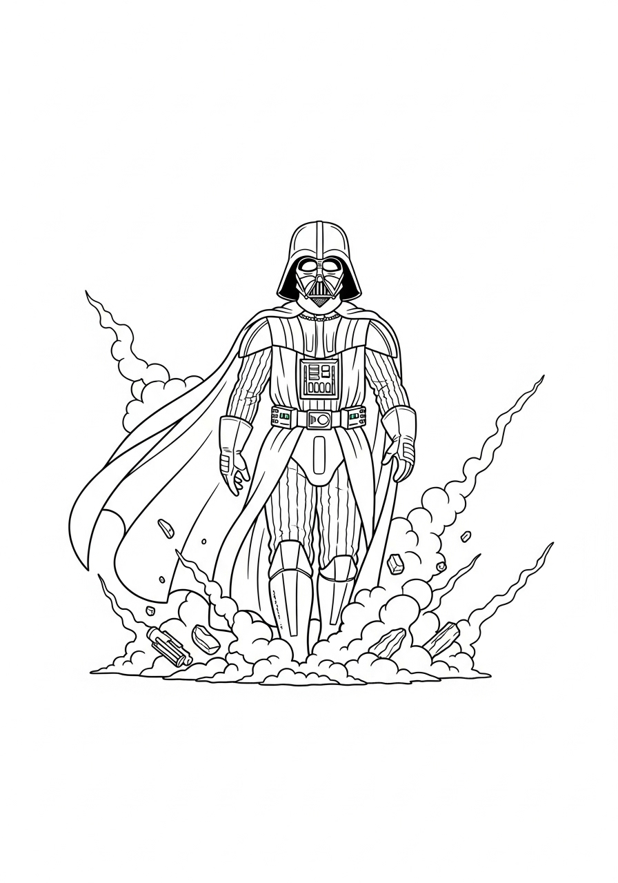 Darth Vader Kleurplaat 8 darth vader uit het rook kleurplaat