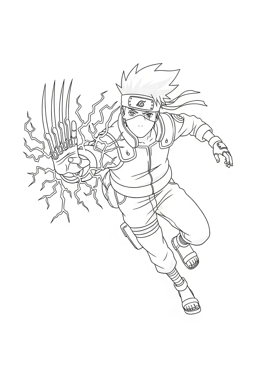 Kakashi kleurplaat 8 de vliegende bliksem aanval kleurplaat