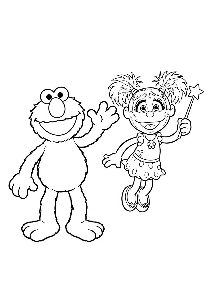Kleurplaat Elmo 22 elmo en abby magische staf kleurplaat