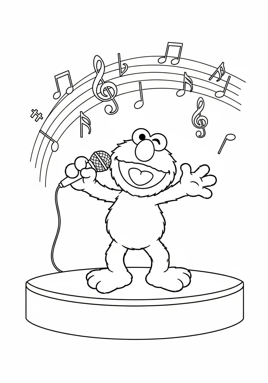 elmo superster zingt kleurplaat