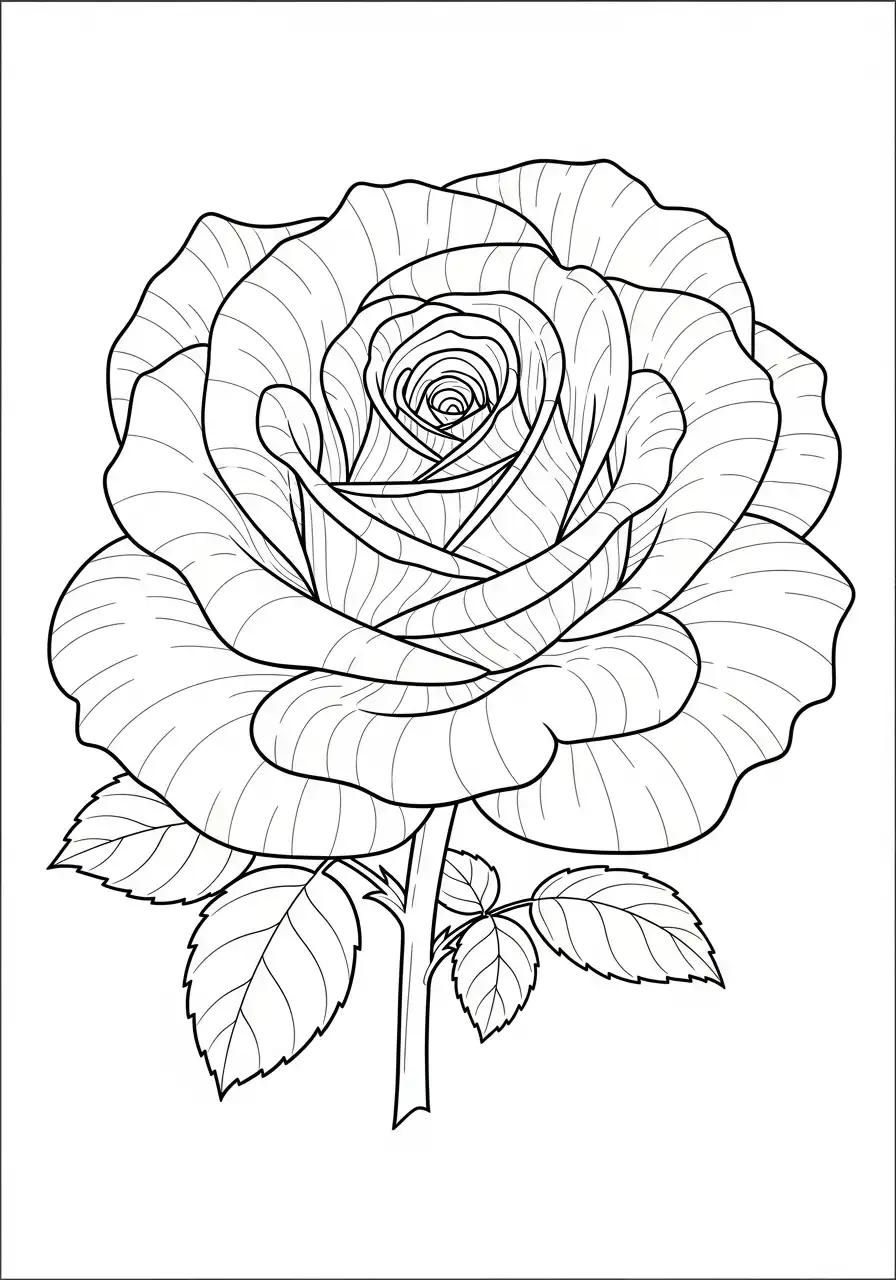 gedetailleerde tuinroos kleurplaat