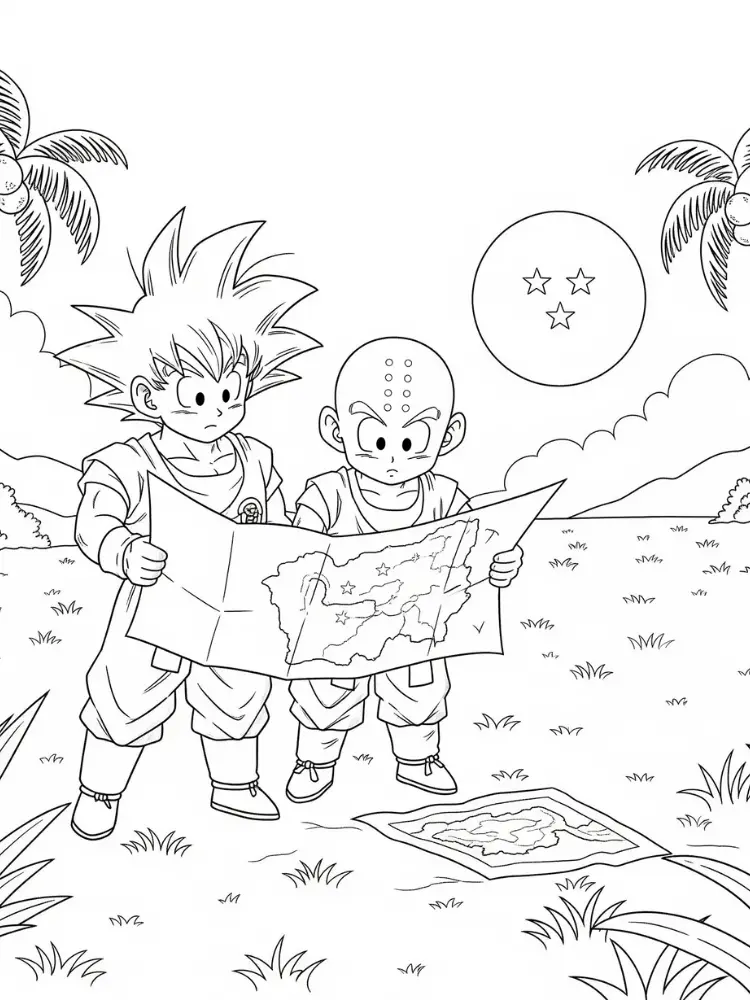 Kleurplaat Dragon Ball Z 25 goku en krillin kaart lezen dragon ball z kleurplaat