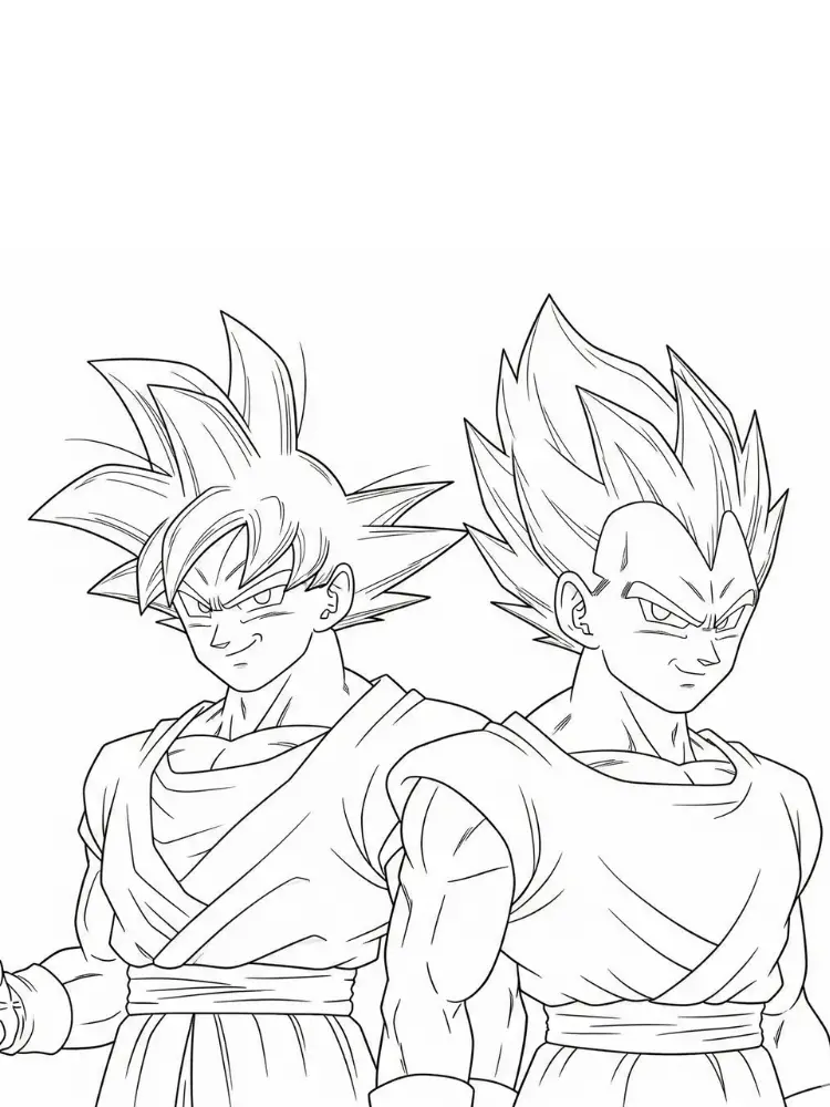Kleurplaat Dragon Ball Z 24 goku en vegeta samen dragon ball z kleurplaat