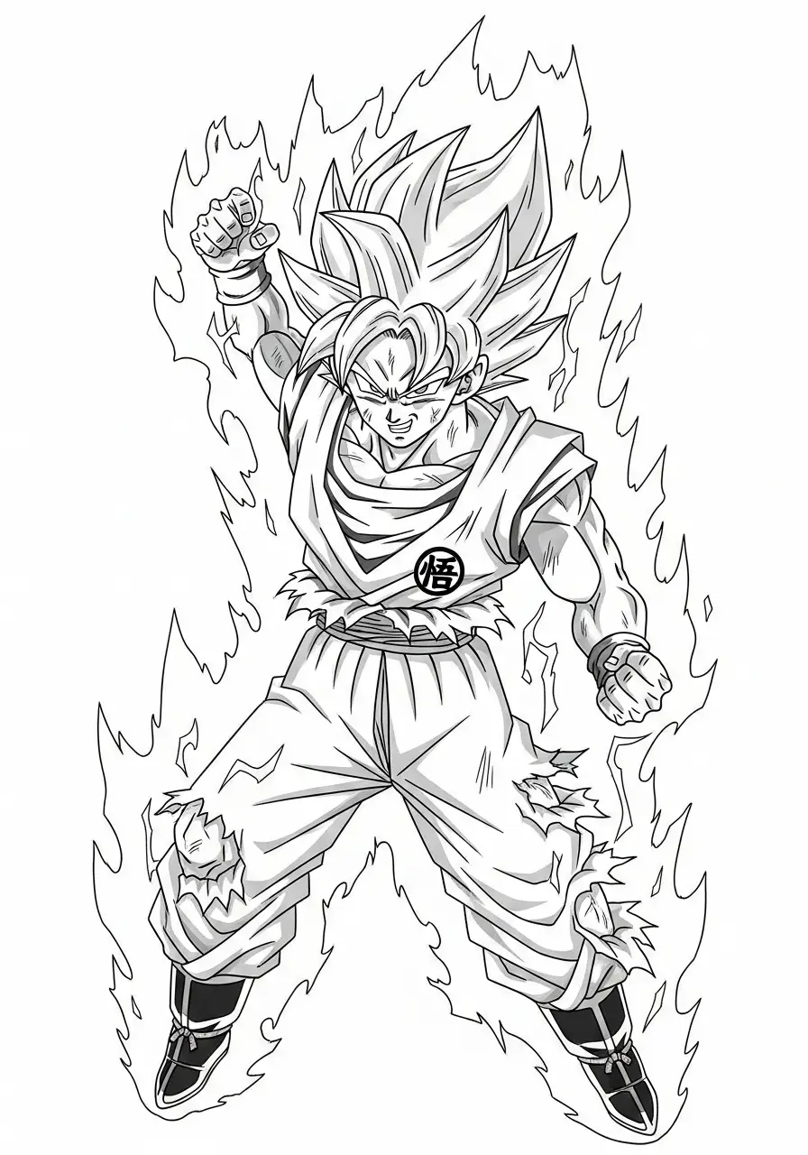 goku super saiyan kracht kleurplaat