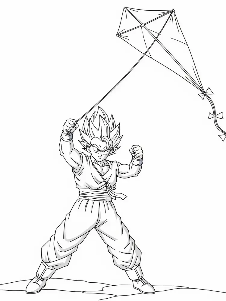 Kleurplaat Dragon Ball Z 19 goku vliegeren dragon ball z kleurplaat