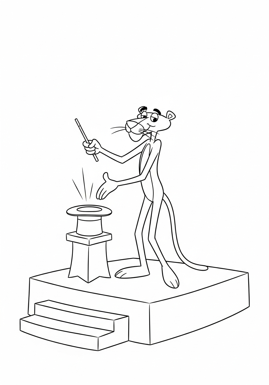 Pink Panther Kleurplaat 9 grote tovenaar show kleurplaat