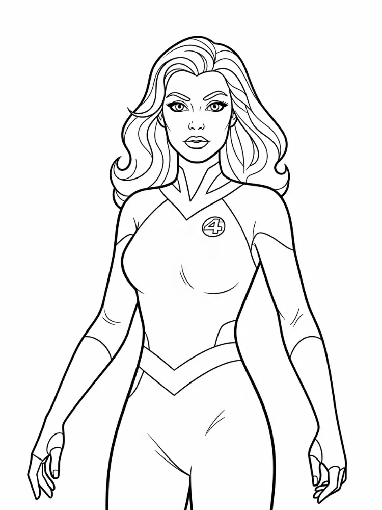 Kleurplaat Fantastic Four 15 invisible woman heldin fantastic four kleurplaat