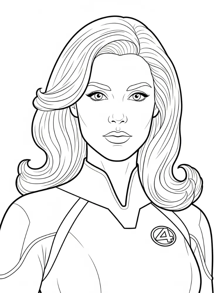 Kleurplaat Fantastic Four 14 invisible woman portret fantastic four kleurplaat