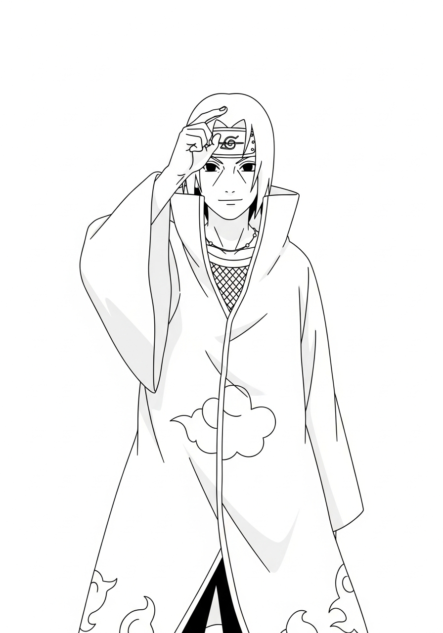 itachi akatsuki mantel kleurplaat