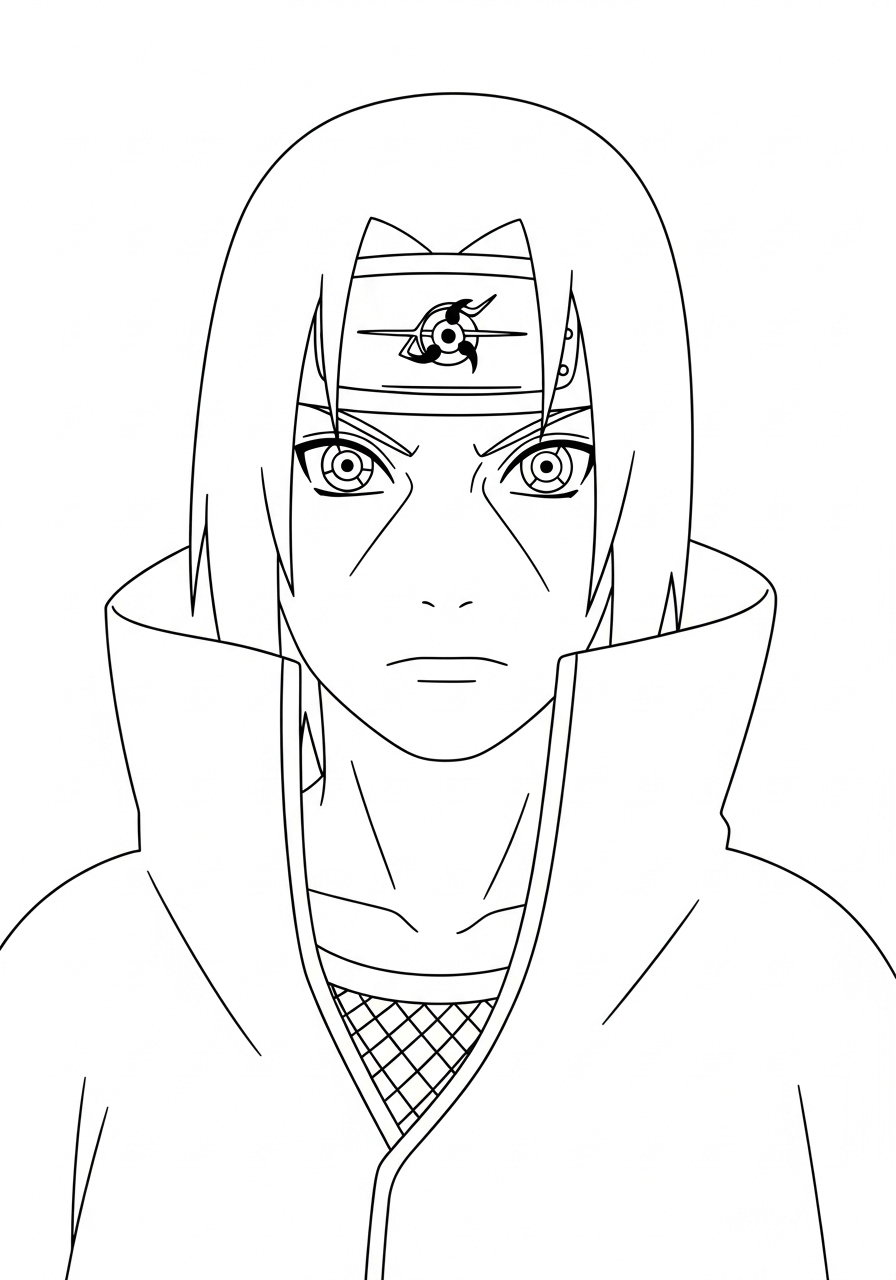 Itachi kleurplaat 24 itachi frontaal met sharingan kleurplaat