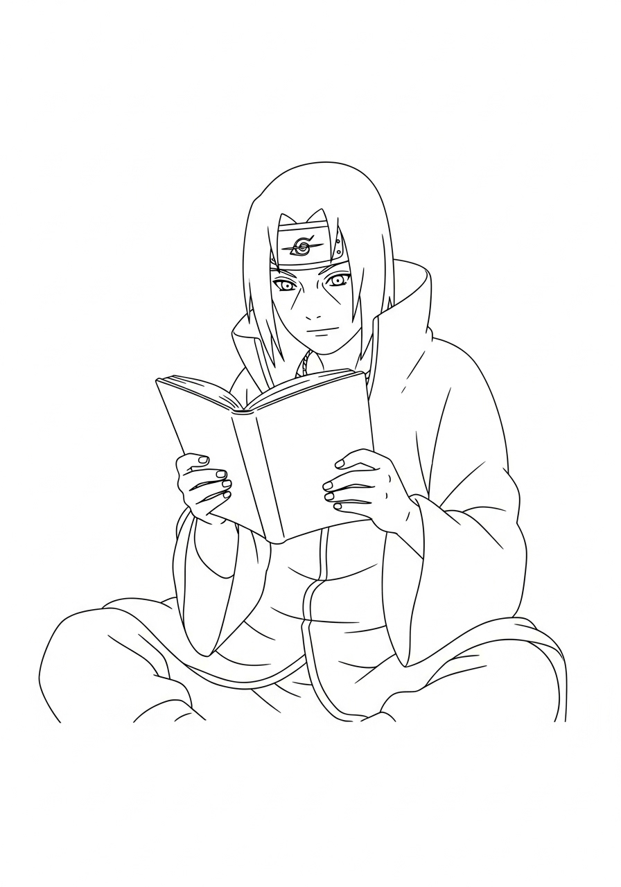 Itachi kleurplaat 20 itachi leest een boek kleurplaat