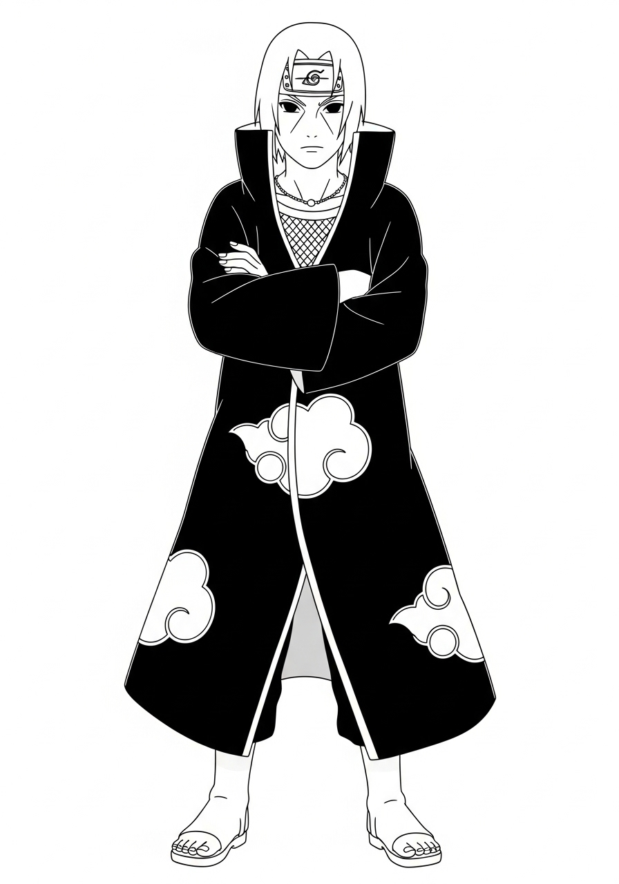 Itachi kleurplaat 16 itachi met gevouwen armen akatsuki kleurplaat