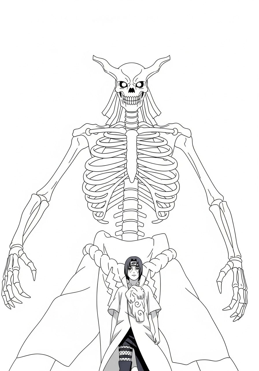 Itachi kleurplaat 13 itachi met susanoo achtergrond kleurplaat
