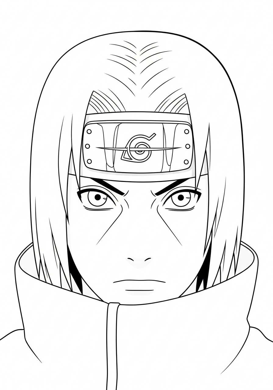 itachi stoere blik kleurplaat