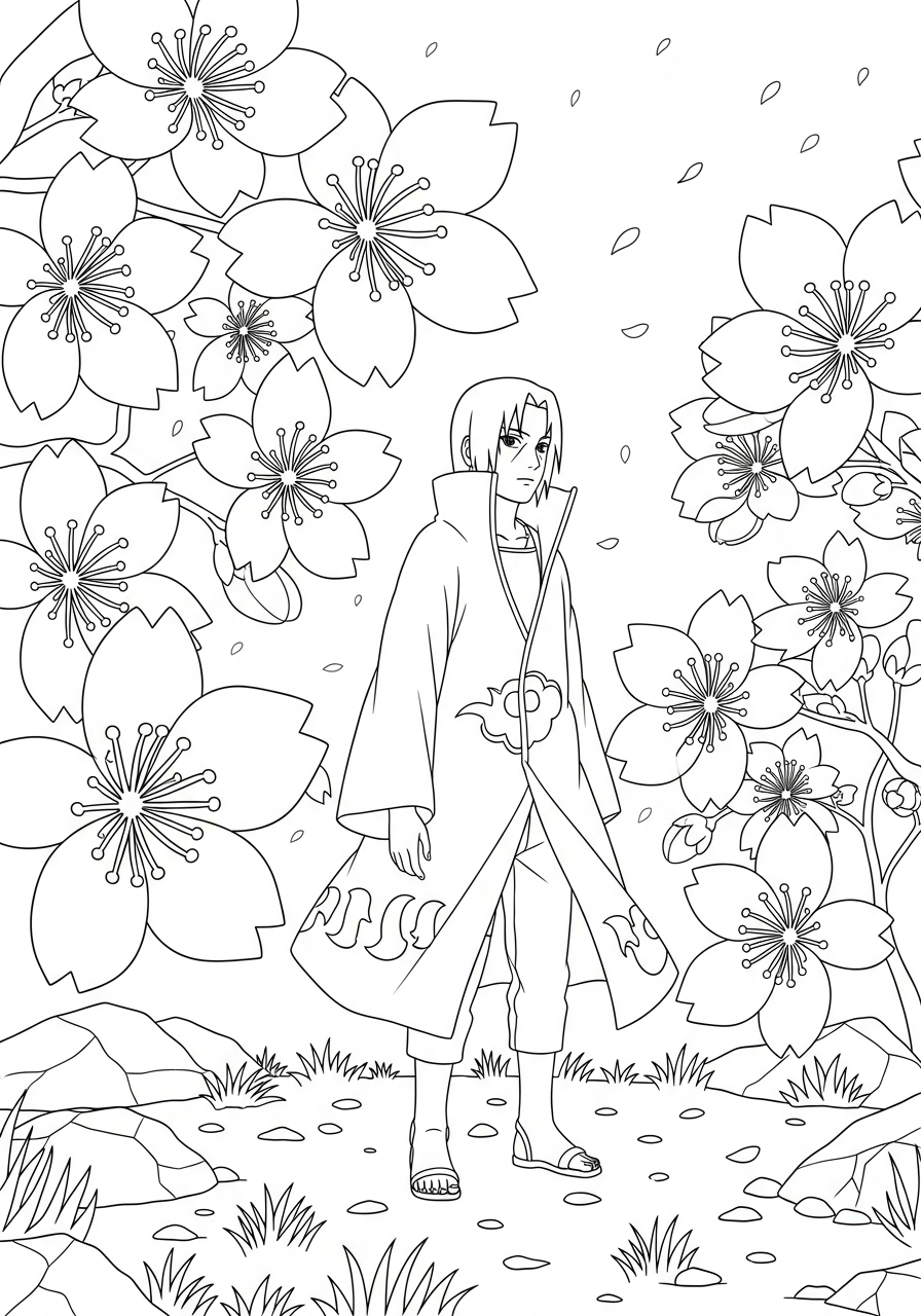 itachi tussen sakura kleurplaat