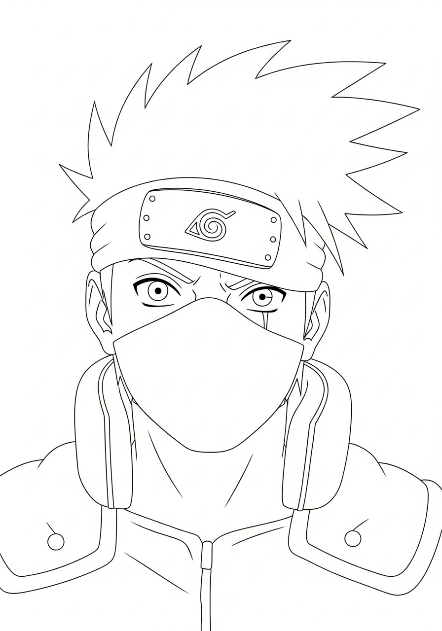 Kakashi kleurplaat 23 kakashi close up intensieve blik kleurplaat