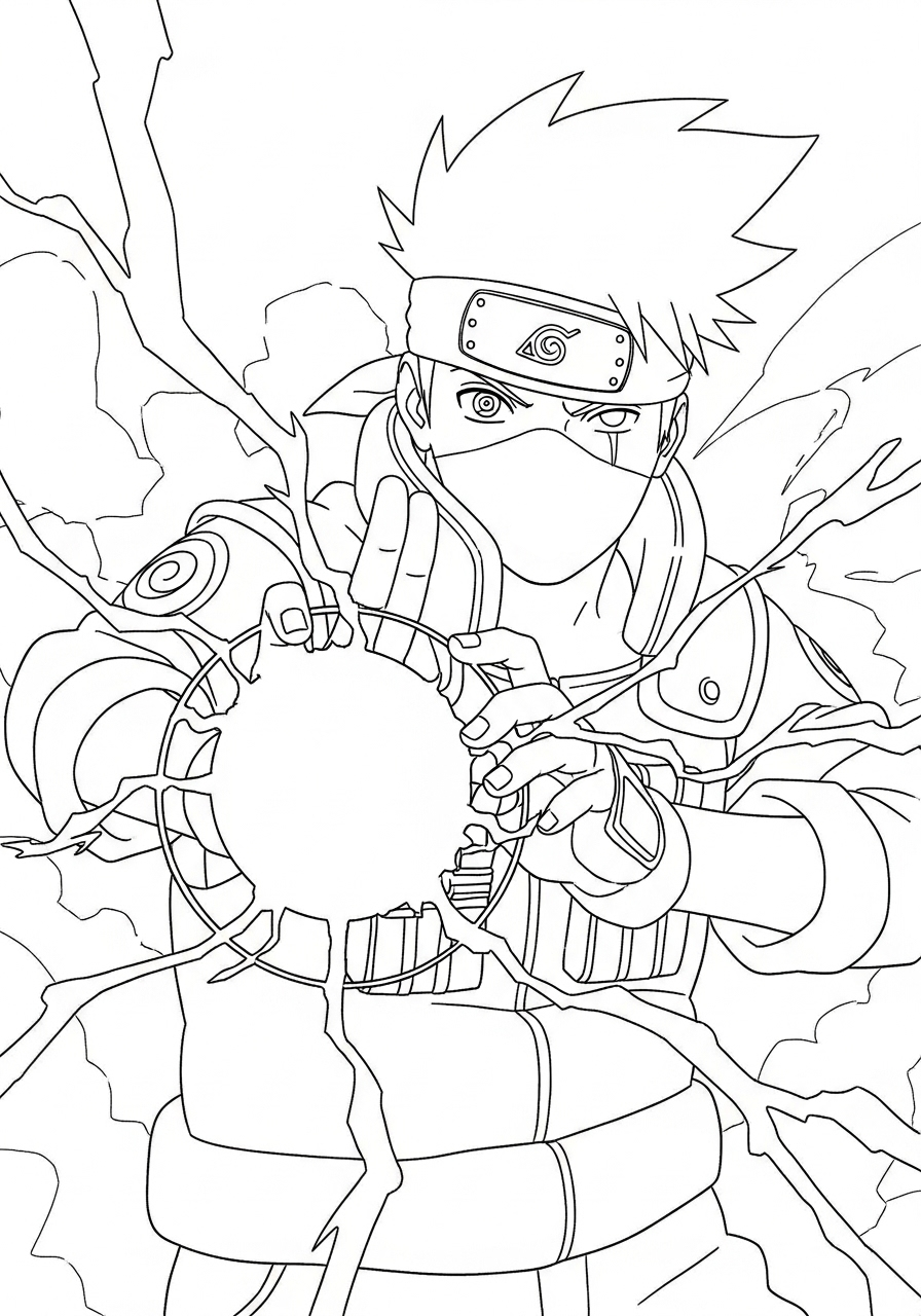 Kakashi kleurplaat 21 kakashi gebruikt chidori techniek kleurplaat