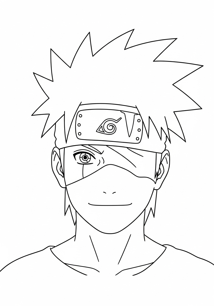 Kakashi kleurplaat 20 kakashi glimlach met sharingan kleurplaat