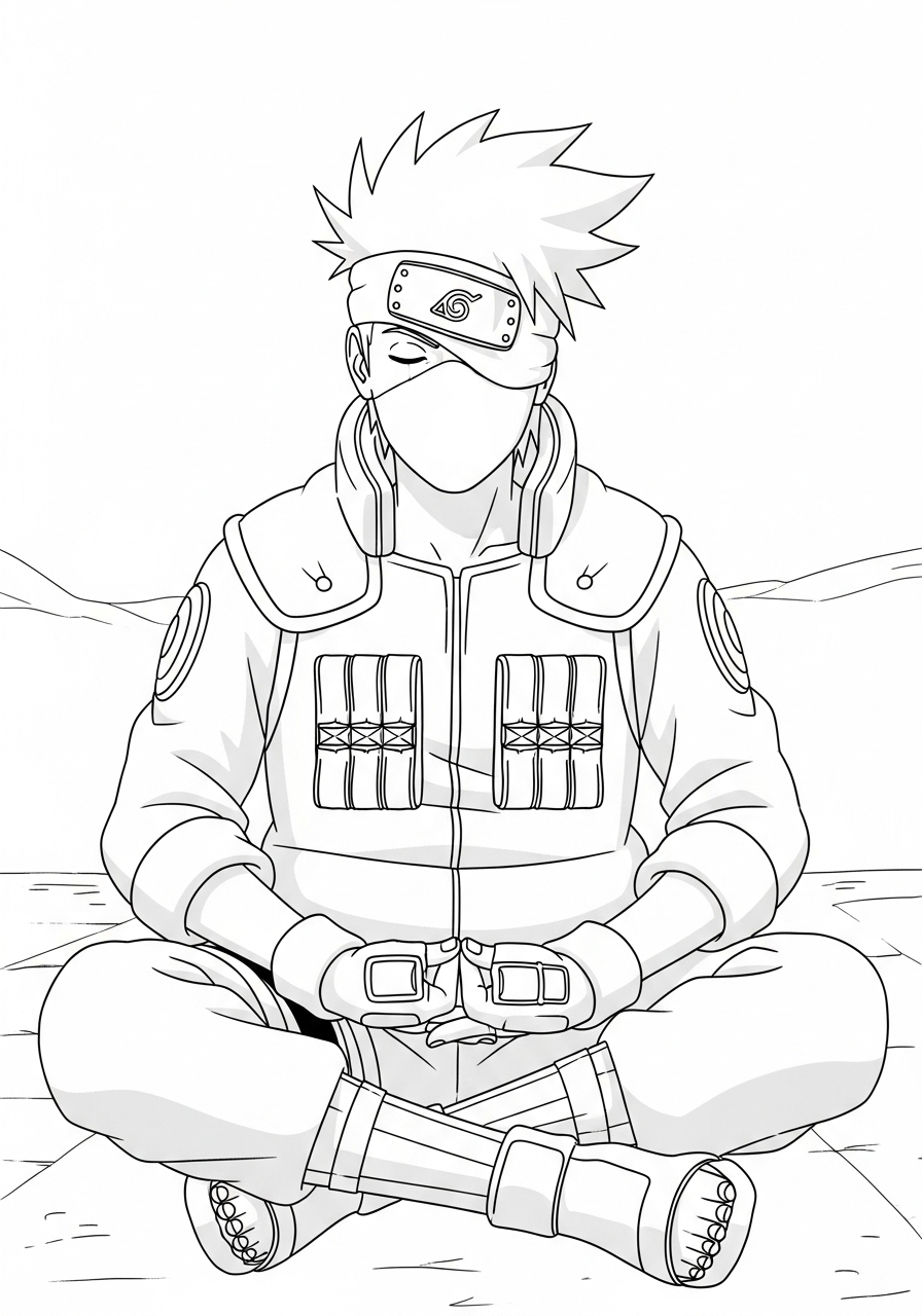 Kakashi kleurplaat 19 kakashi in meditatie zittend kleurplaat