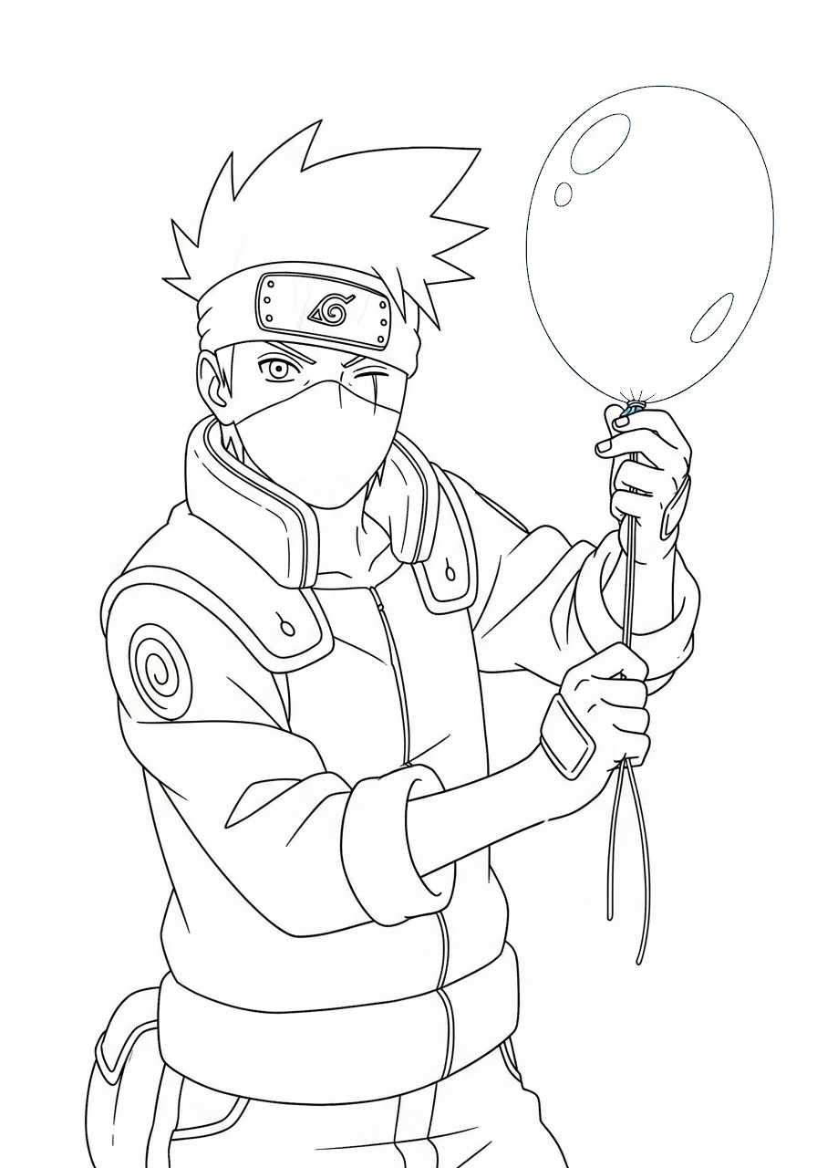 Kakashi kleurplaat 17 kakashi met ballon kleurplaat