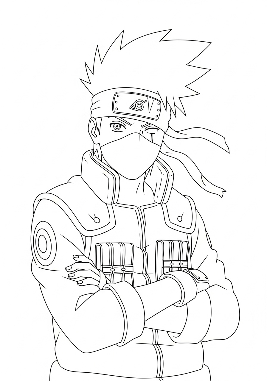 Kakashi kleurplaat 16 kakashi met gevouwen armen kleurplaat