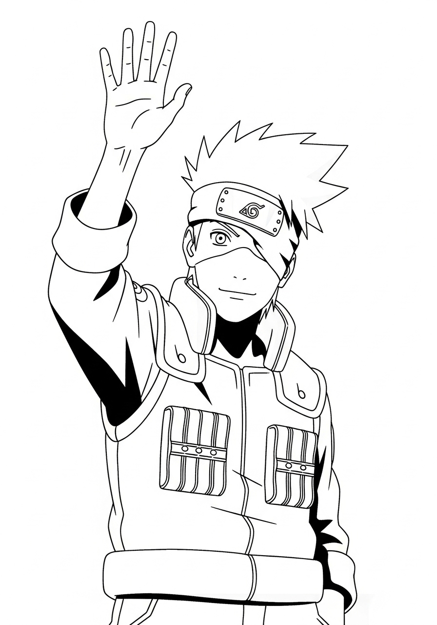 Kakashi kleurplaat 11 kakashi steekt hand op groetend kleurplaat