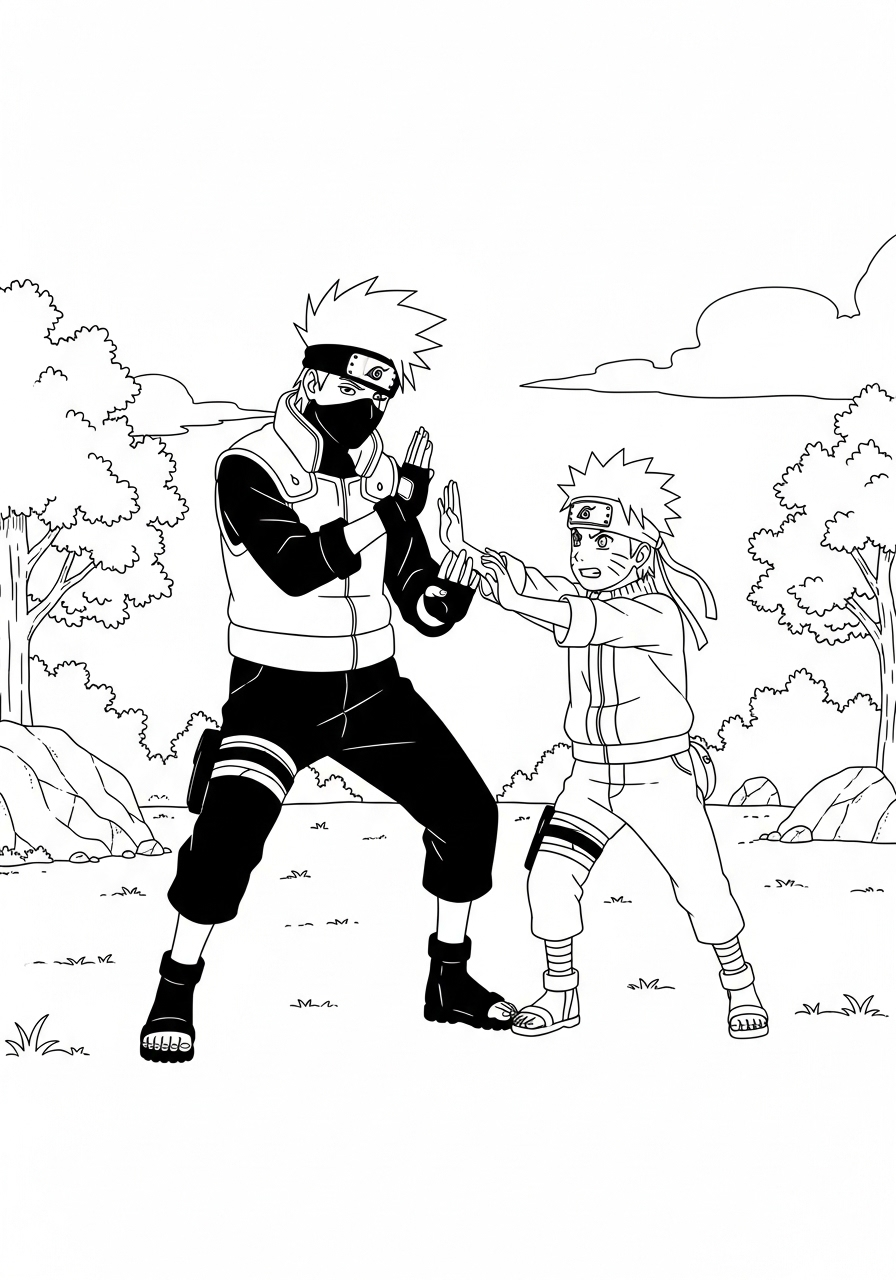 Kakashi kleurplaat 8 kakashi train met naruto kleurplaat