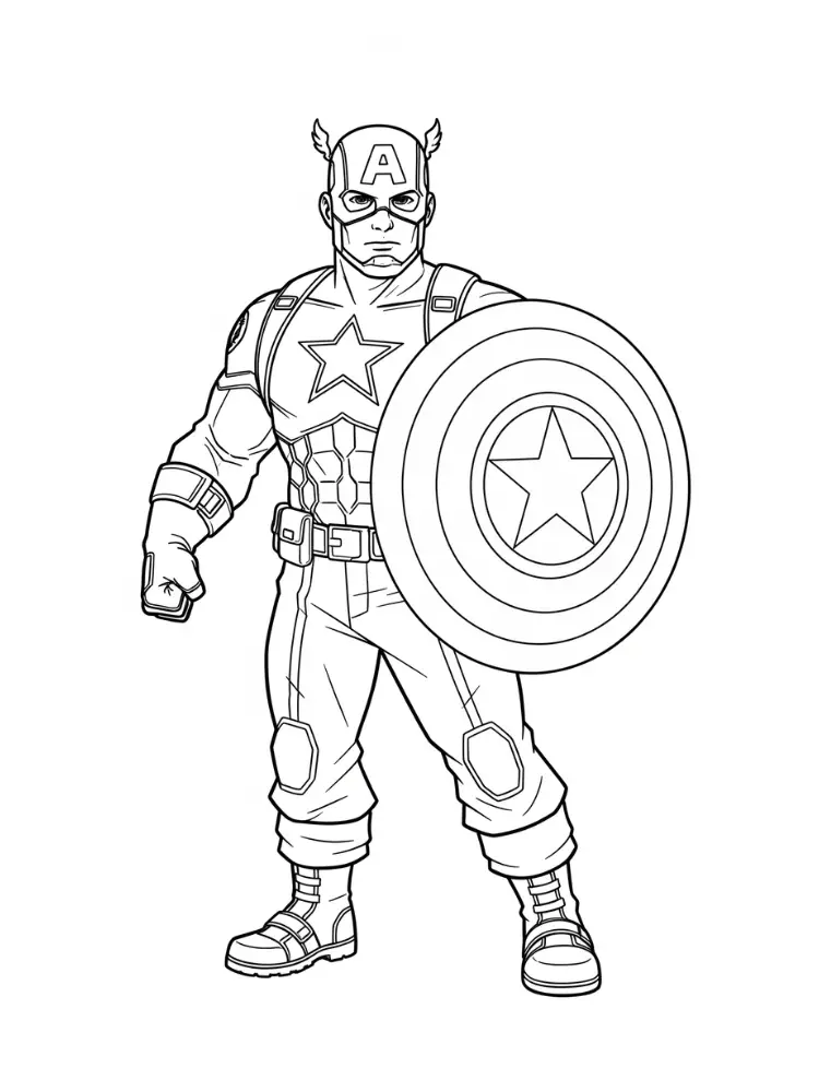 Kleurplaat Captain America 19 klassieke captain america houding kleurplaat