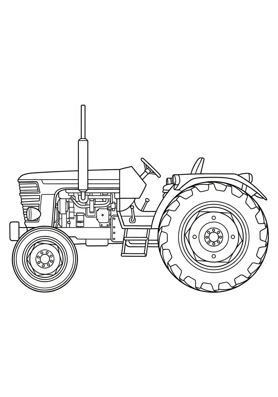 Kleurplaat trekker 10 klassieke tractor op het land kleurplaat