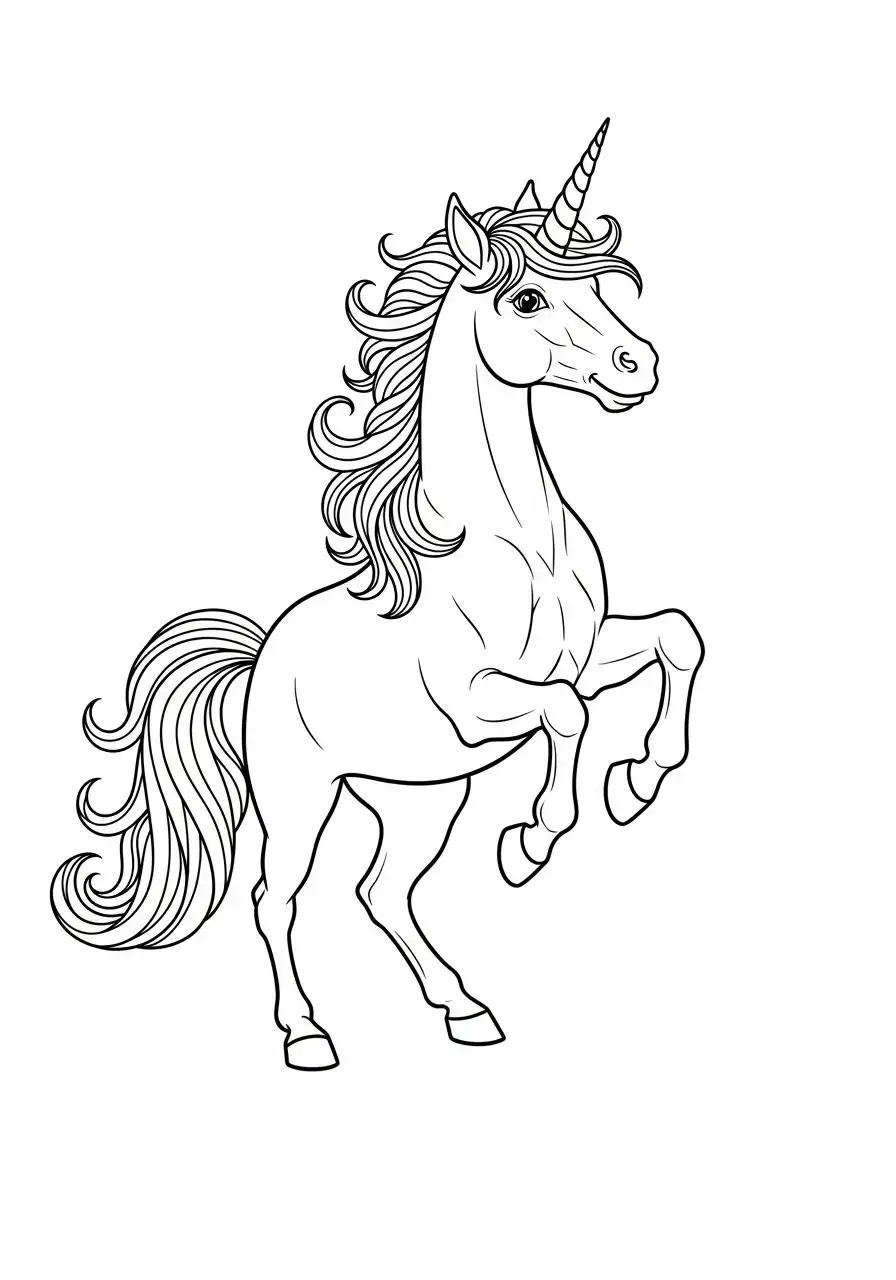 Eenhoorn kleurplaat 8 majestic oprijzende eenhoorn kleurplaat