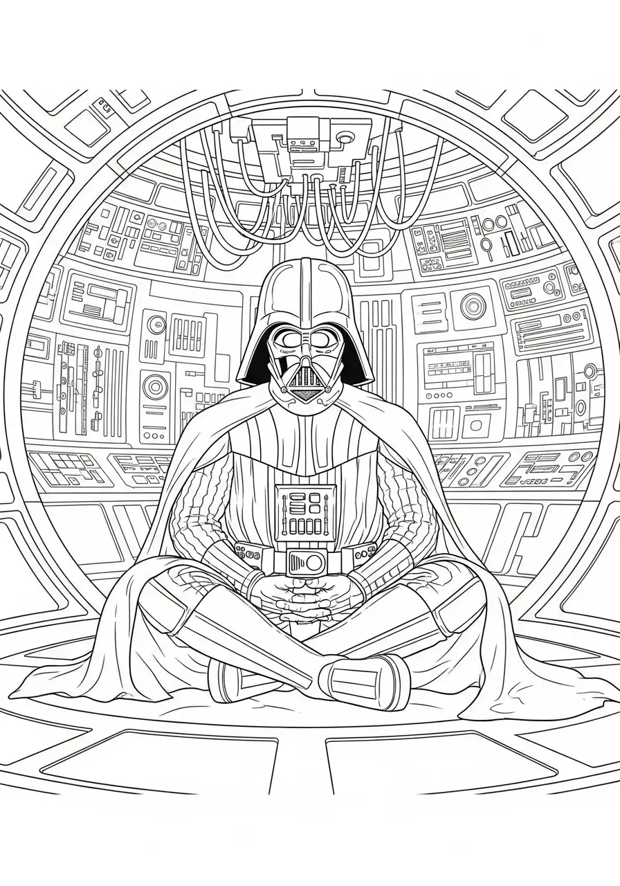 Darth Vader Kleurplaat 10 mediterende vader ruimte kleurplaat