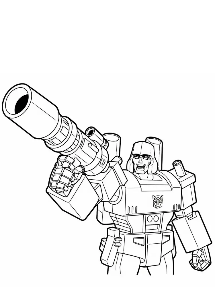Kleurplaat Transformers 17 megatron met groot kanon kleurplaat