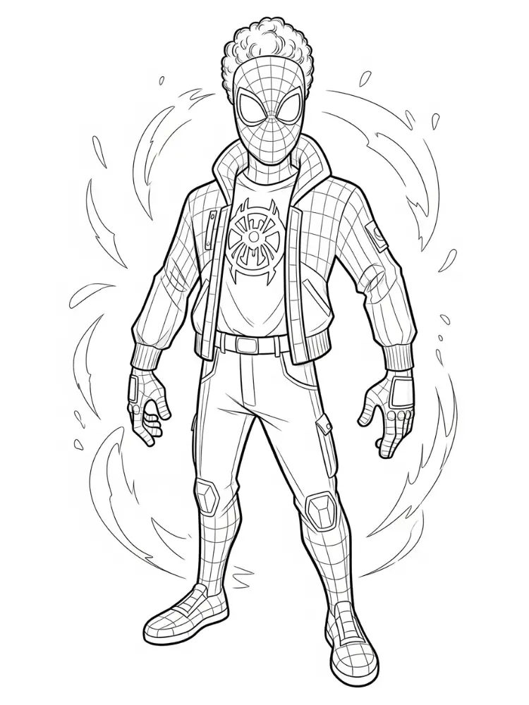 Kleurplaat Miles Morales 18 miles morales met energie effecten kleurplaat