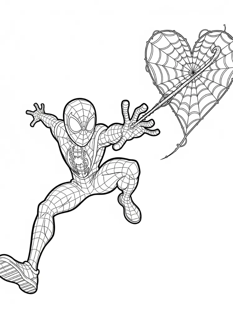 Kleurplaat Miles Morales 16 miles morales met hartvormig web kleurplaat