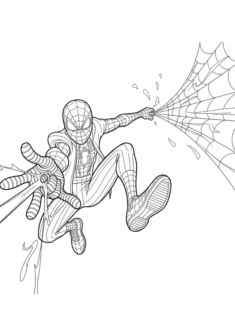 Kleurplaat Miles Morales 9 miles morales schiet web in actie kleurplaat