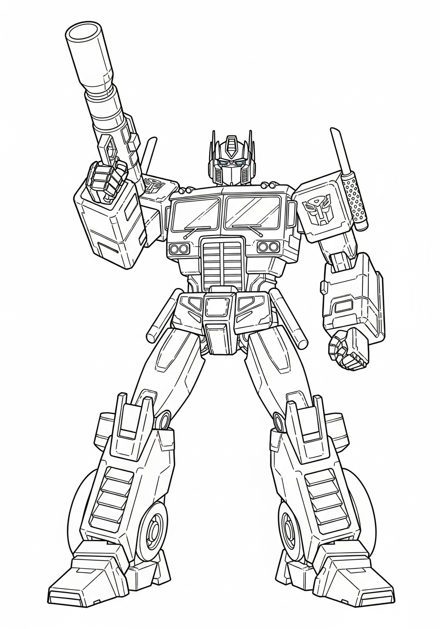 optimus prime met blaster kleurplaat