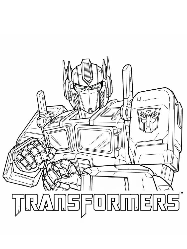 Kleurplaat Transformers 10 optimus prime met transformers logo kleurplaat