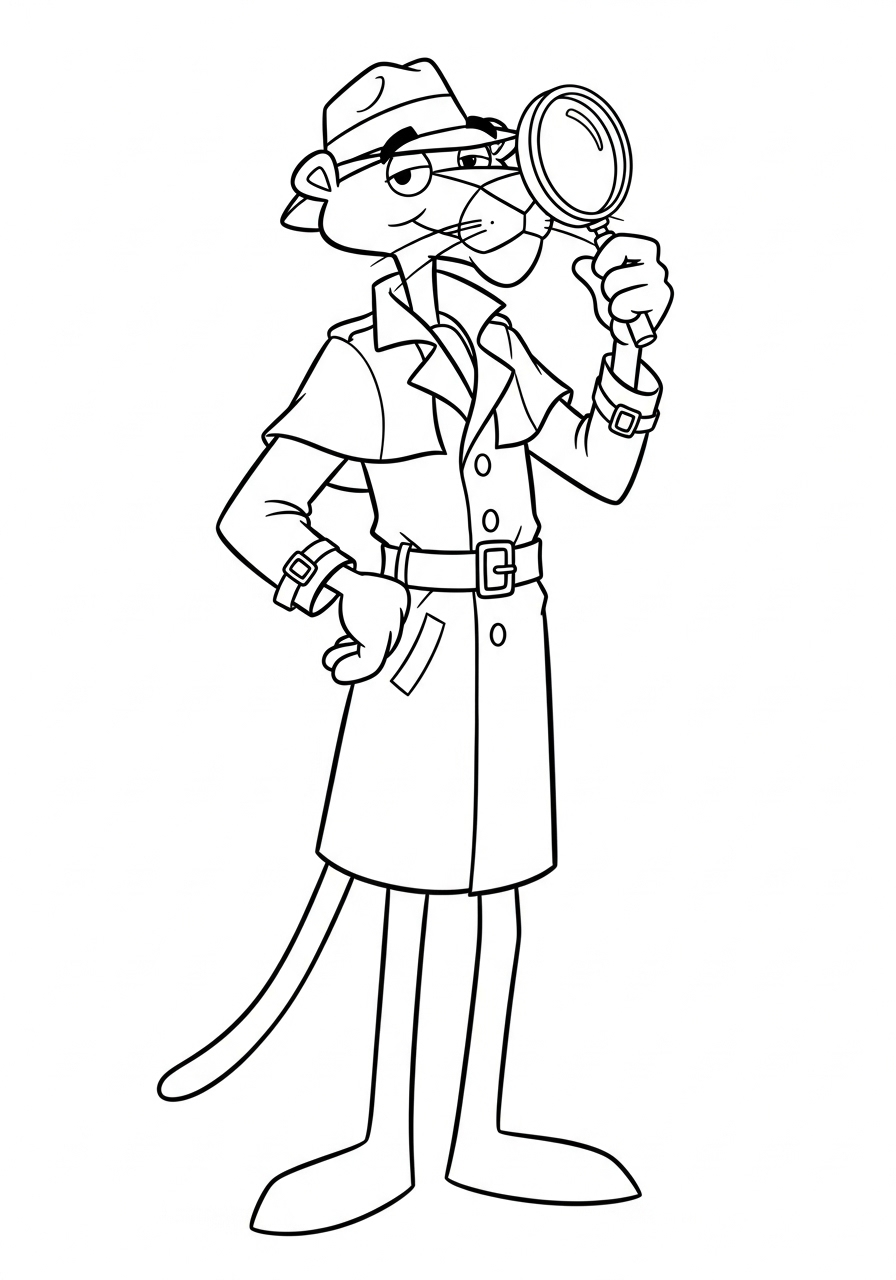 Pink Panther Kleurplaat 25 pink panther detective met vergrootglas kleurplaat