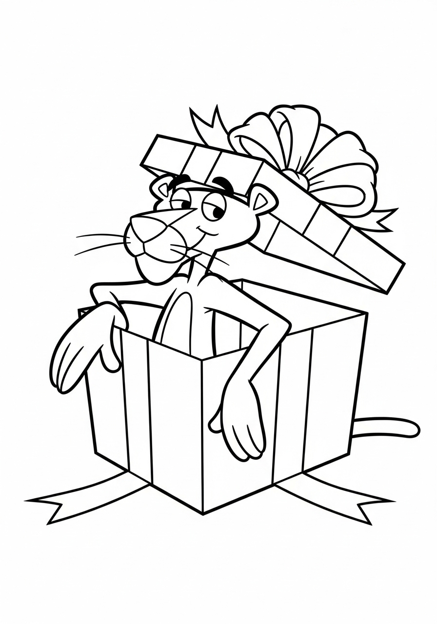 Pink Panther Kleurplaat 21 pink panther in cadeaudoos kleurplaat