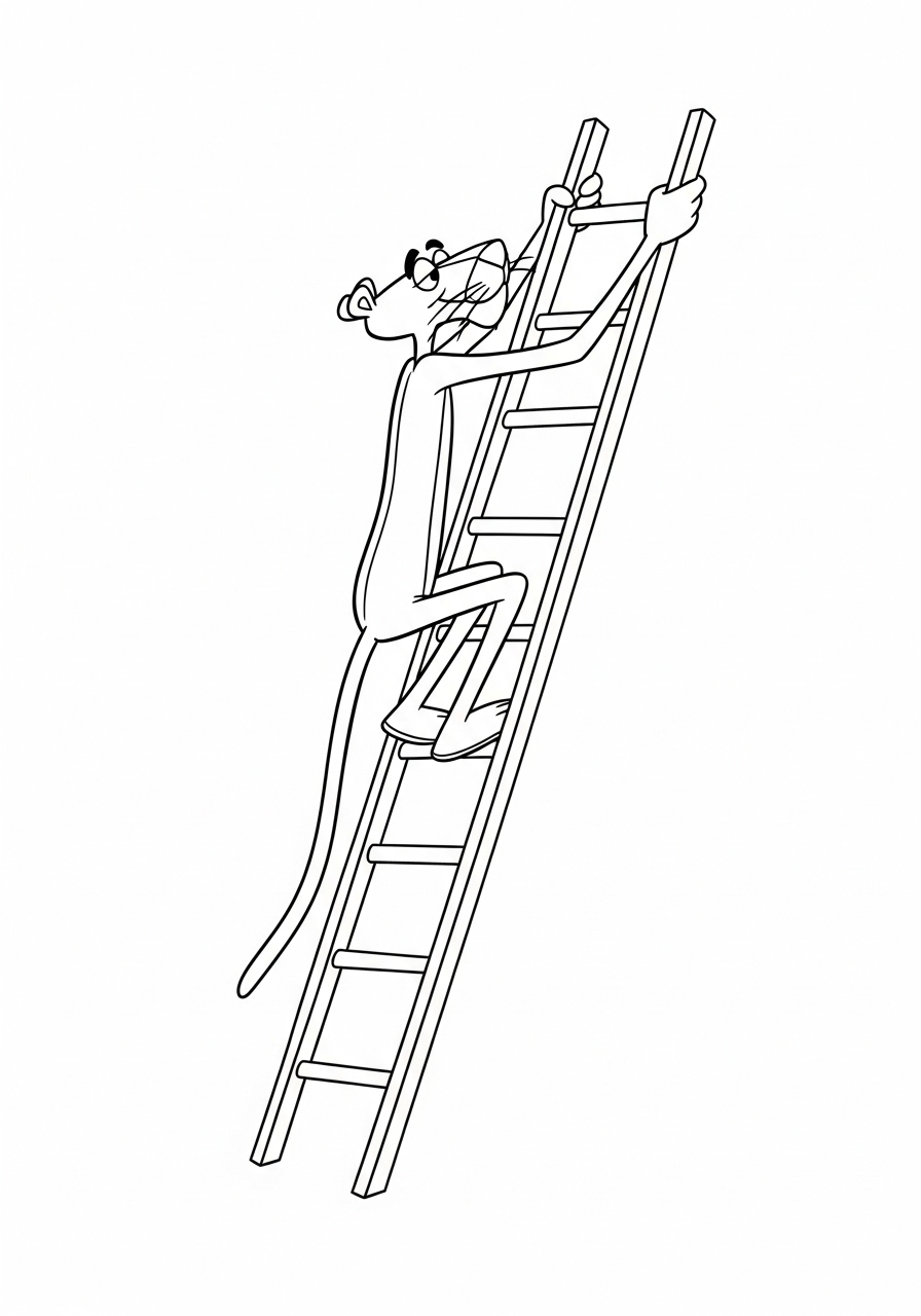 Pink Panther Kleurplaat 19 pink panther klimt op ladder kleurplaat