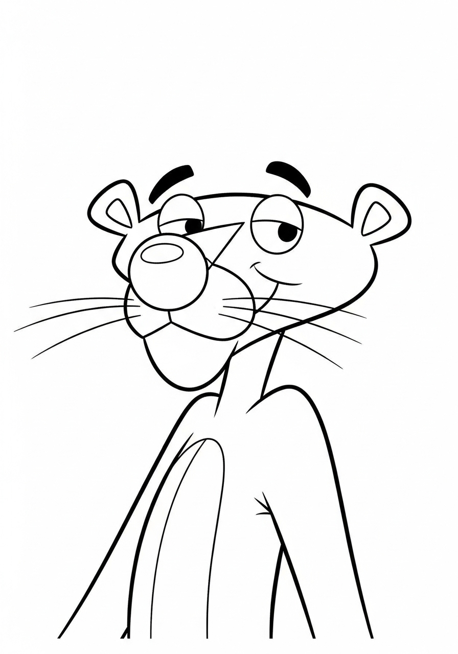 Pink Panther Kleurplaat 18 pink panther lachend portret kleurplaat