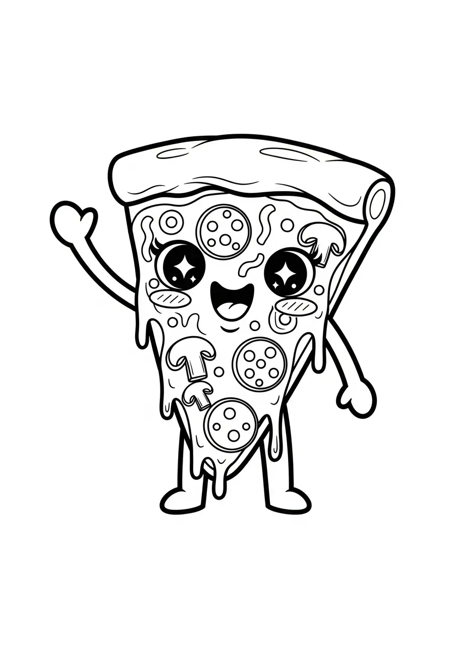 pizza punt kawaii kleurplaat