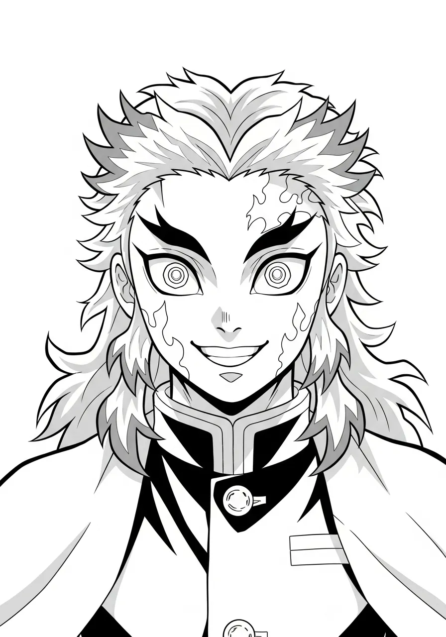 Kleurplaat Rengoku 18 rengoku portret anime kleurplaat