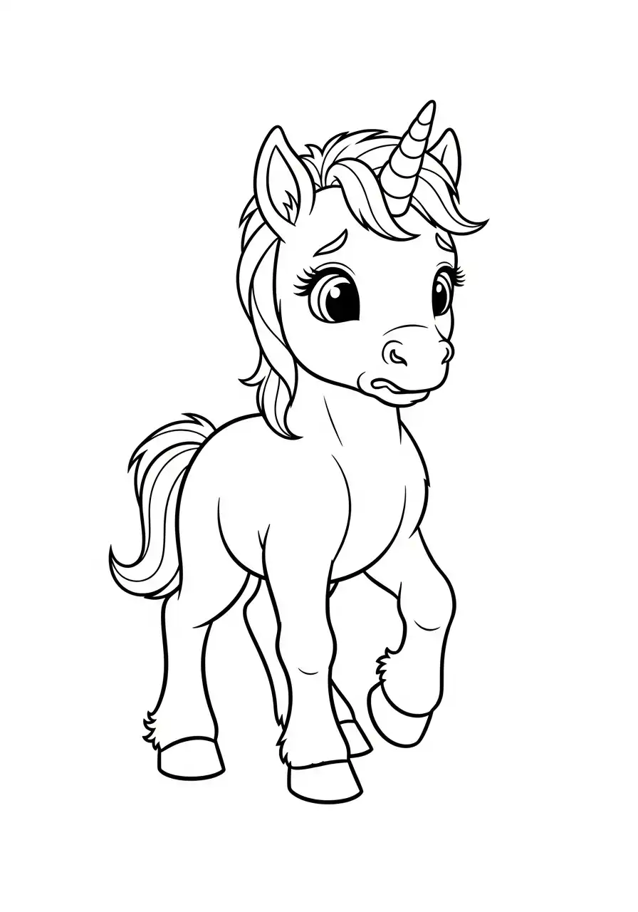 schattig verlegen staand eenhoorn kleurplaat