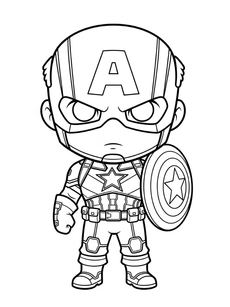 Kleurplaat Captain America 15 schattige chibi captain america kleurplaat
